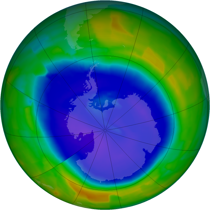 Antarctic ozone map for 11 September 2011